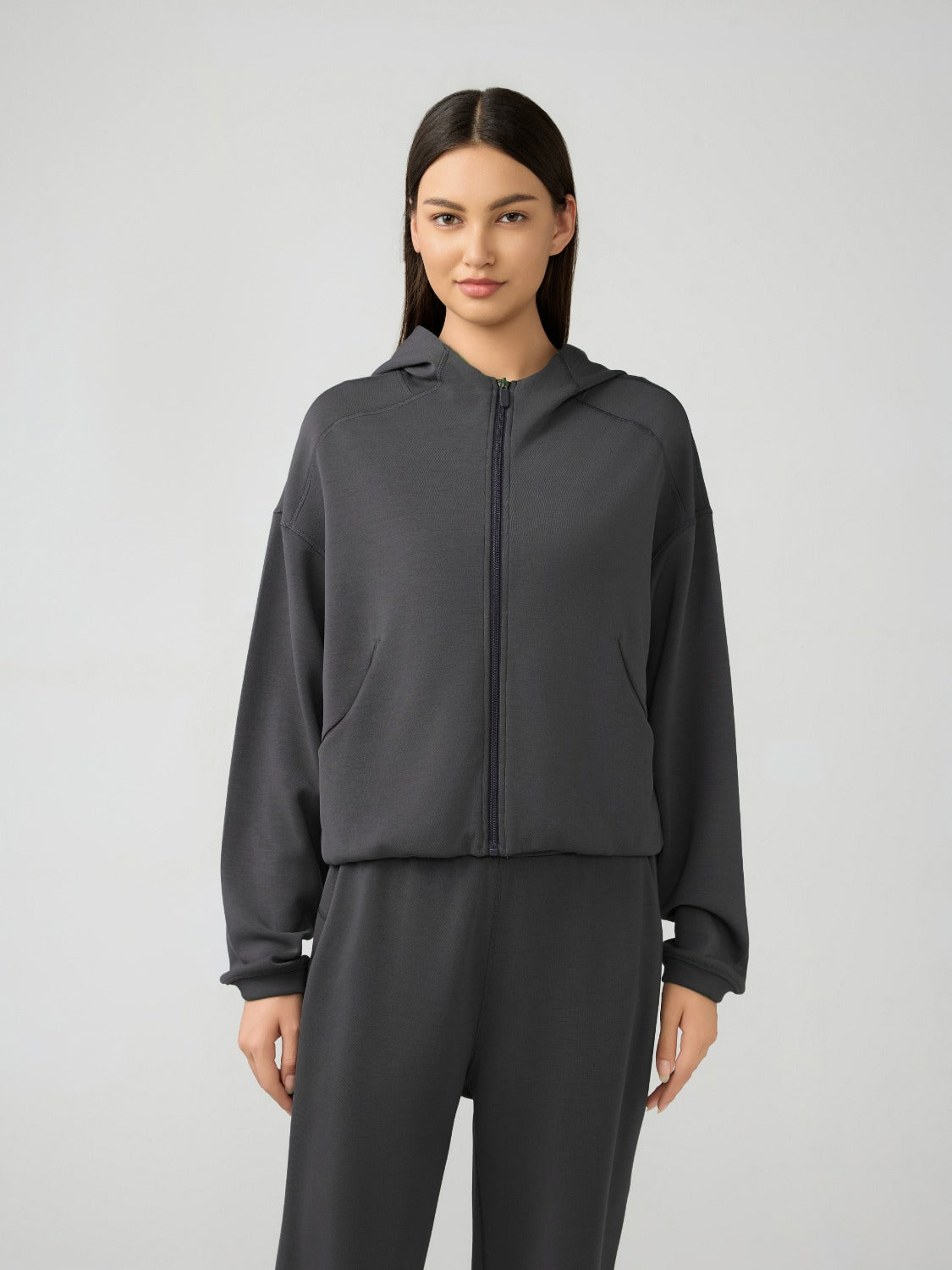 Hooded zip sweatshirt with pockets - Love Salve